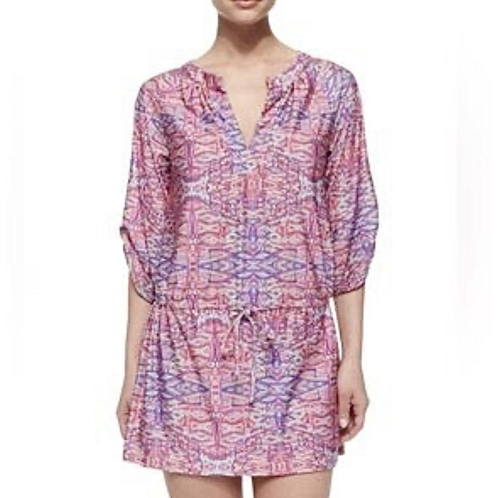 Nanette Lepore Swim Cover Up Tunic Dress Women's Small Multicolor Geometric